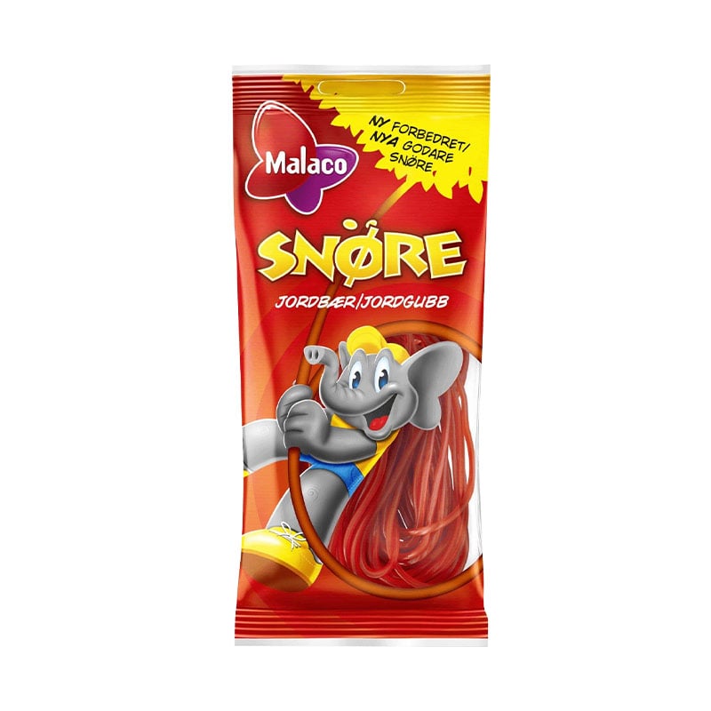 Malaco Snöre Jordgubb 94g