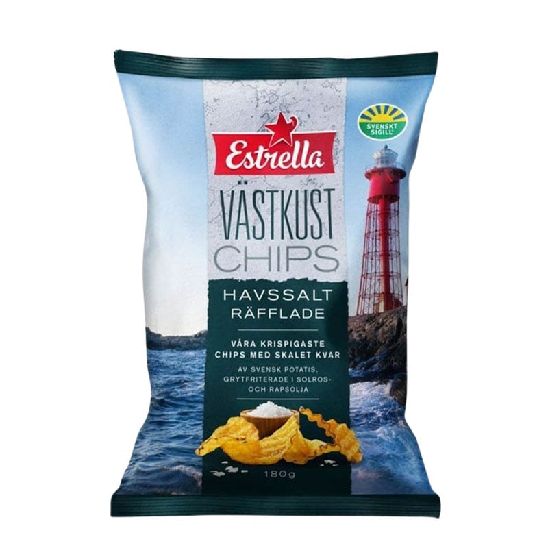 Västkustchips Havssalt räfflade 180g